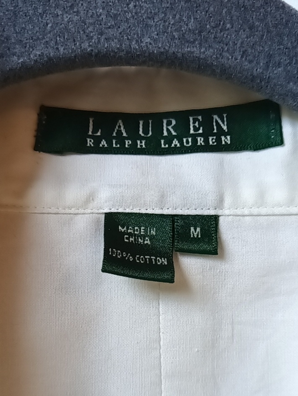 Lauren Ralph Lauren Voyage White Button Down Monogram Cuff Button Cotton Medium - Picture 3 of 7